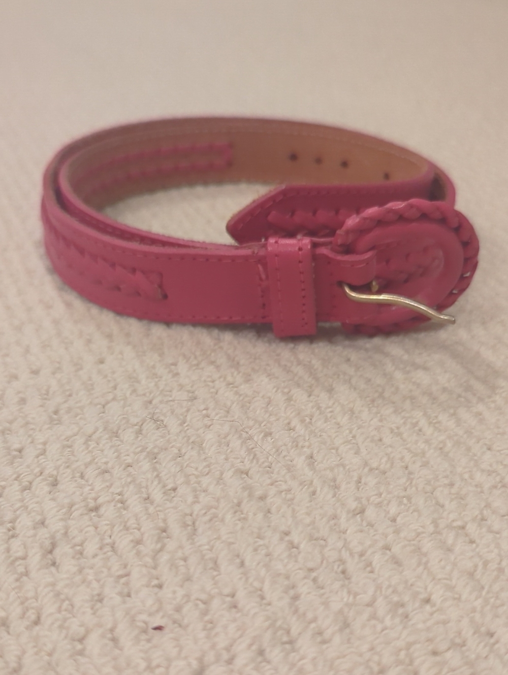 EUC- Women's Braided Hot Pink Women’s Leather Belt-sz ML